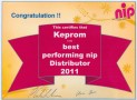 Keprom company - Distributor of the year for brand Nip